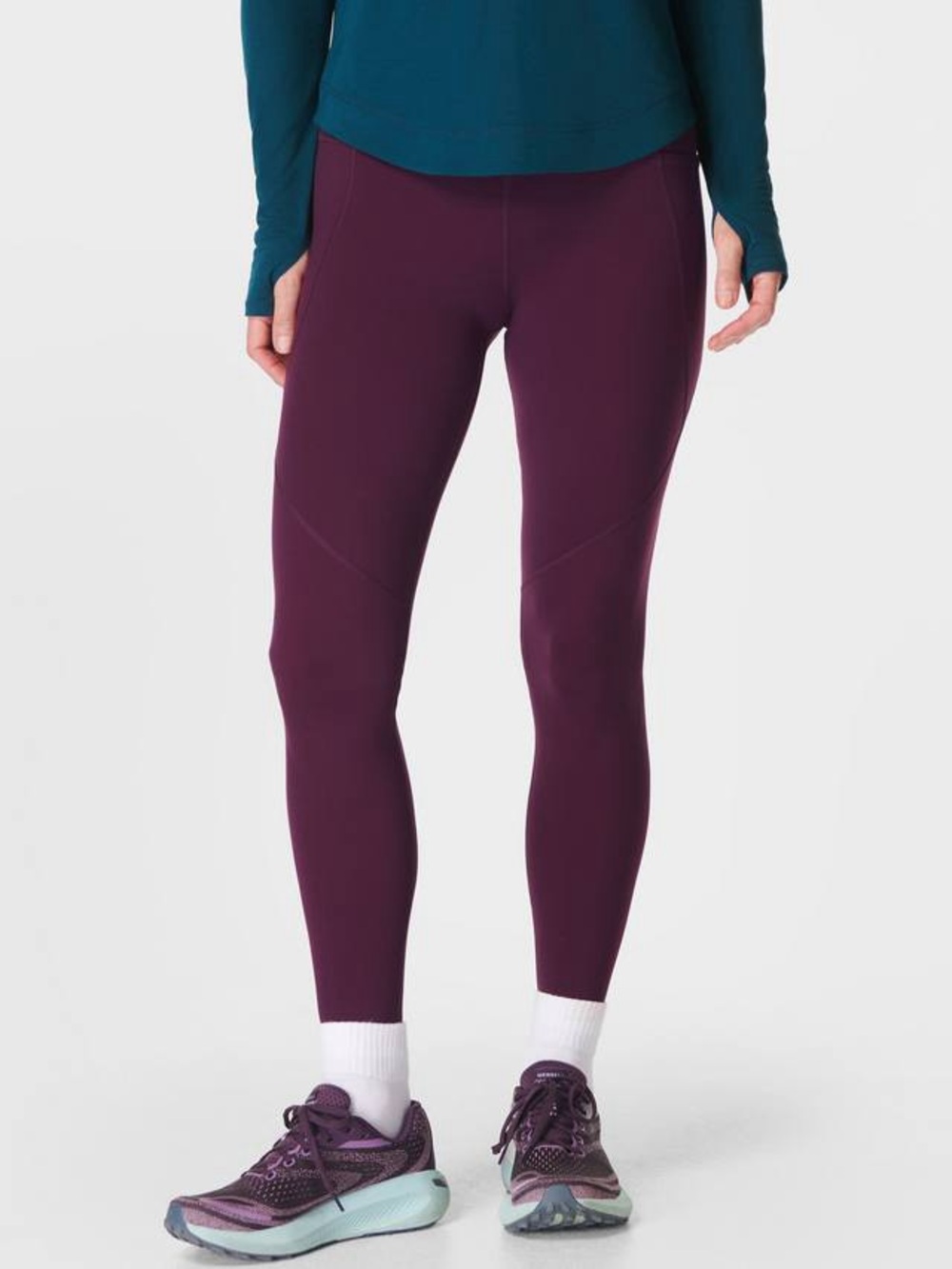 Sweaty Betty Power Leggings 7/8 Burgundy High Rise Pocket Activewear Women